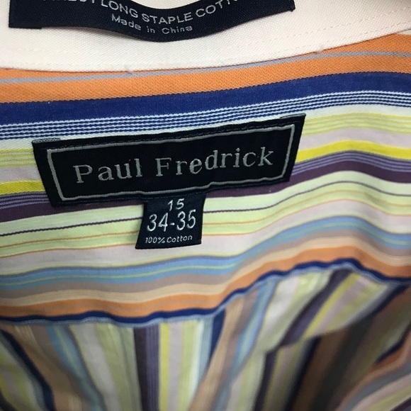 🌸Clearance!🌸 PAUL FREDRICK  Mens Shirt Stripe Luxury 15 -34/35 - Picture 7 of 8